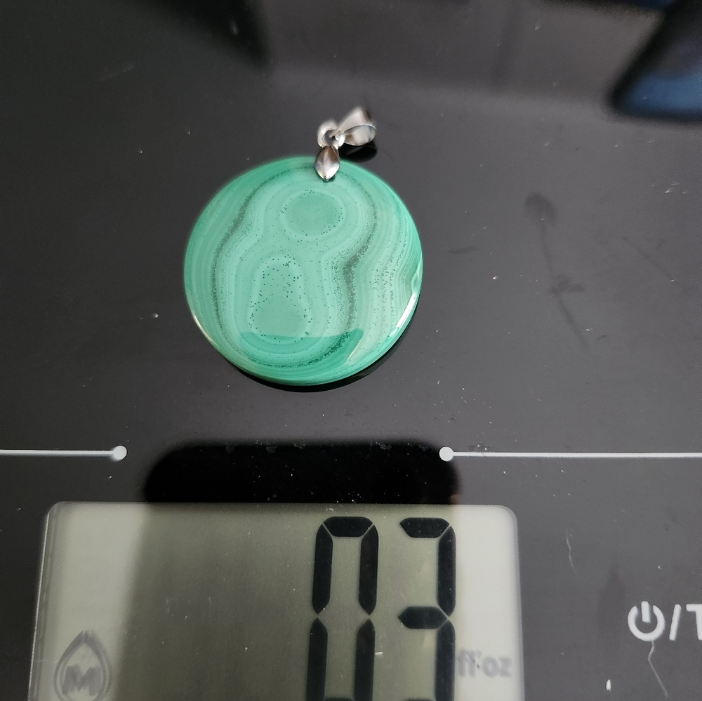 Elegant Natural Malachite Green And Blue Binding Pendant 925 Stamped